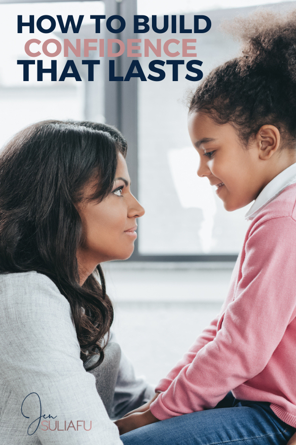 Photo of a Mother and a Daughter they are looking at each other. The Mother is wondering how to build confidence in kids that lasts. 